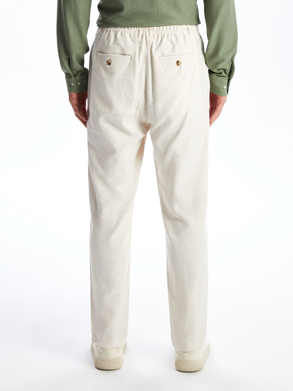 Slim Fit Linen Blend Men's Trousers-3