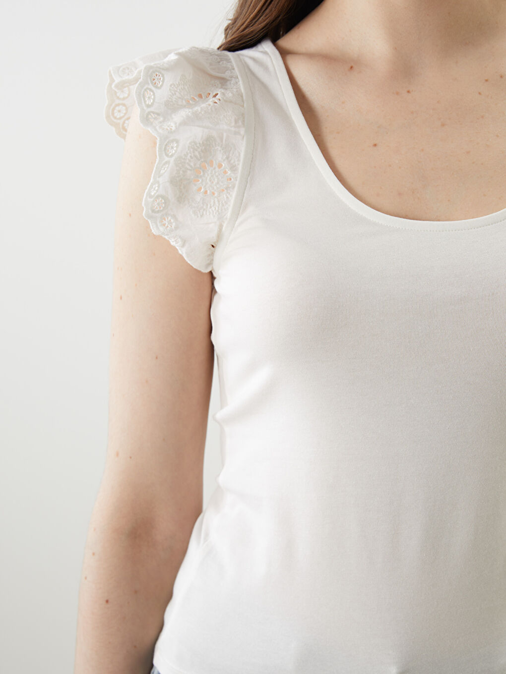 U Neck Lace Detailed Women's Tank Top -S5DK42Z8-R9J