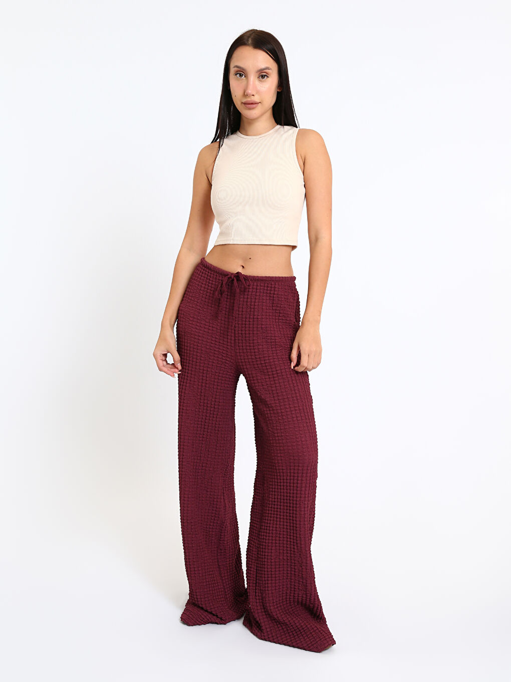Crew Neck Textured Women's Crop Top-1