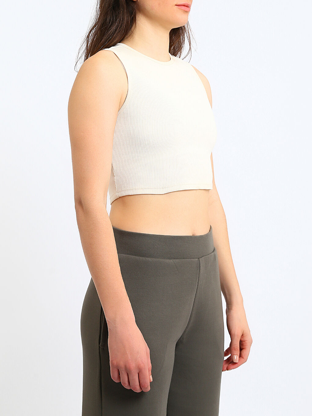 Crew Neck Textured Women's Crop Top-3