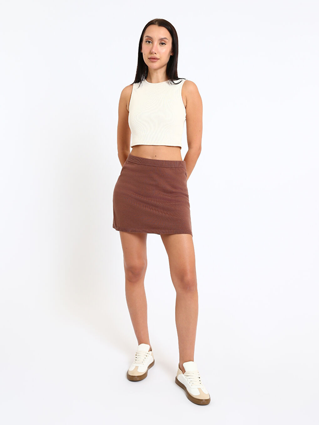 Crew Neck Textured Women's Crop Top-1