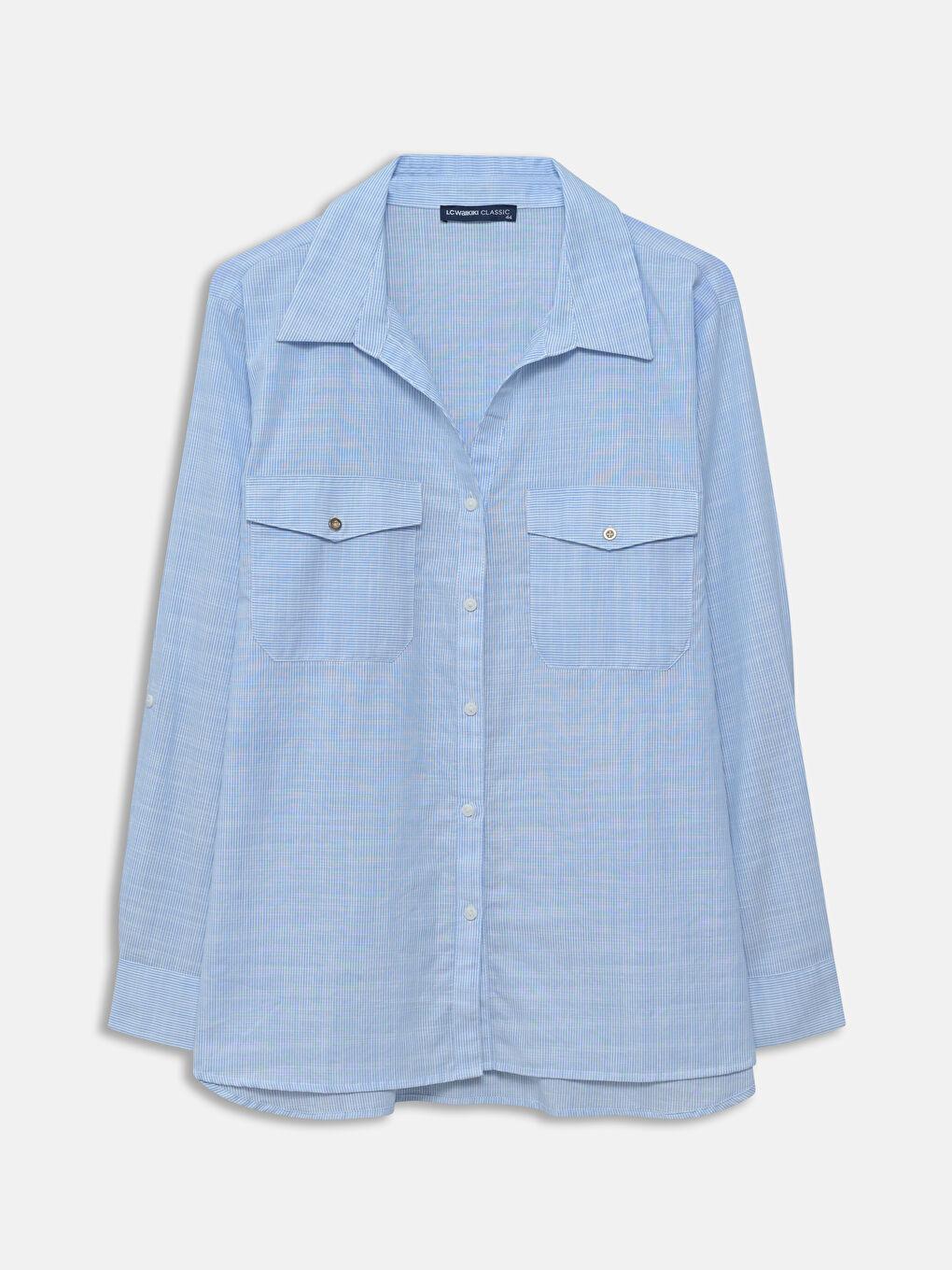 Pocket Detailed Striped Long Sleeve Women's Shirt -S5DK59Z8-LEN
