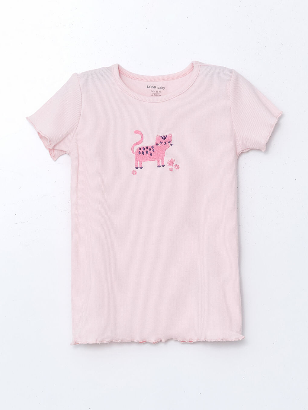 Pembe Bisiklet Yaka Baskılı Kız Bebek Pijama Üstü	
