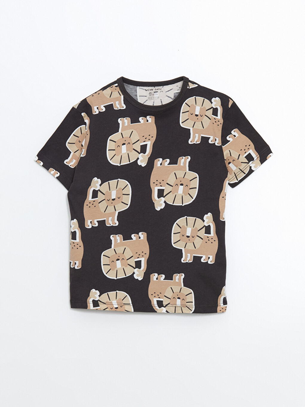 Antrasit Bisiklet Yaka Baskılı Erkek Bebek Pijama Üst