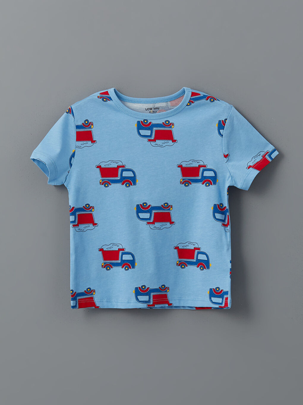 Mavi Bisiklet Yaka Baskılı Erkek Bebek Pijama Üst