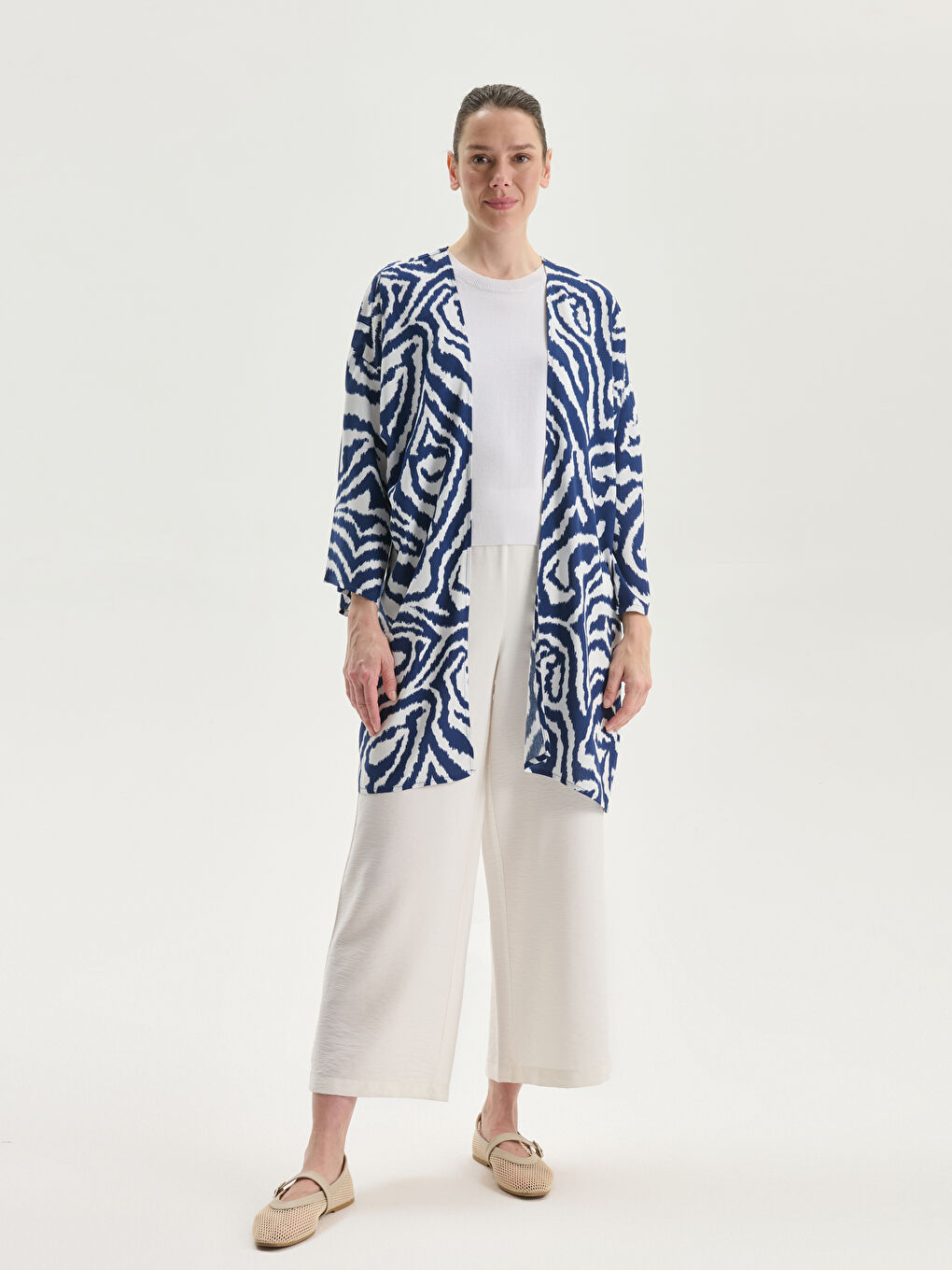 Shawl Collar Patterned Oversize Women's Kimono -S5DK86Z8-LQQ
