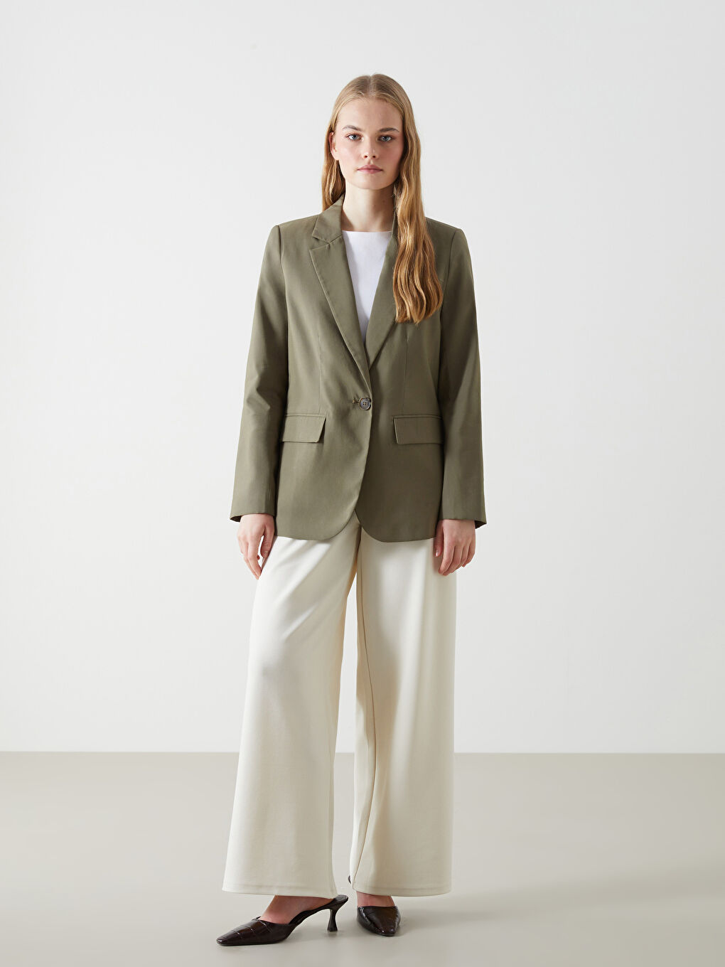 LCW Vision Linen Look Women's Blazer Jacket -S5DK88Z8-CTA