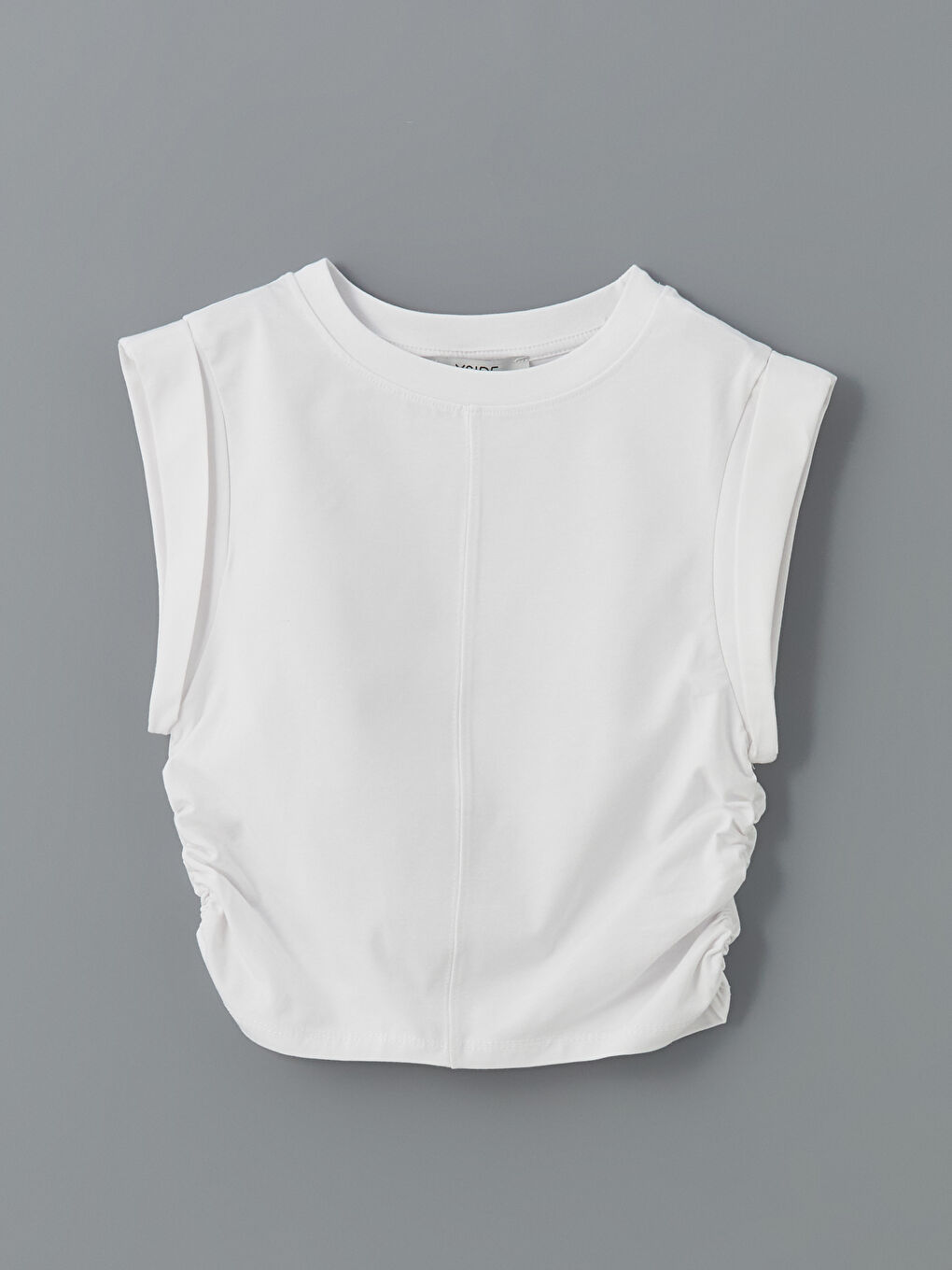 Crew Neck Ruched Women's Crop Top -S5DL02Z8-Q6K