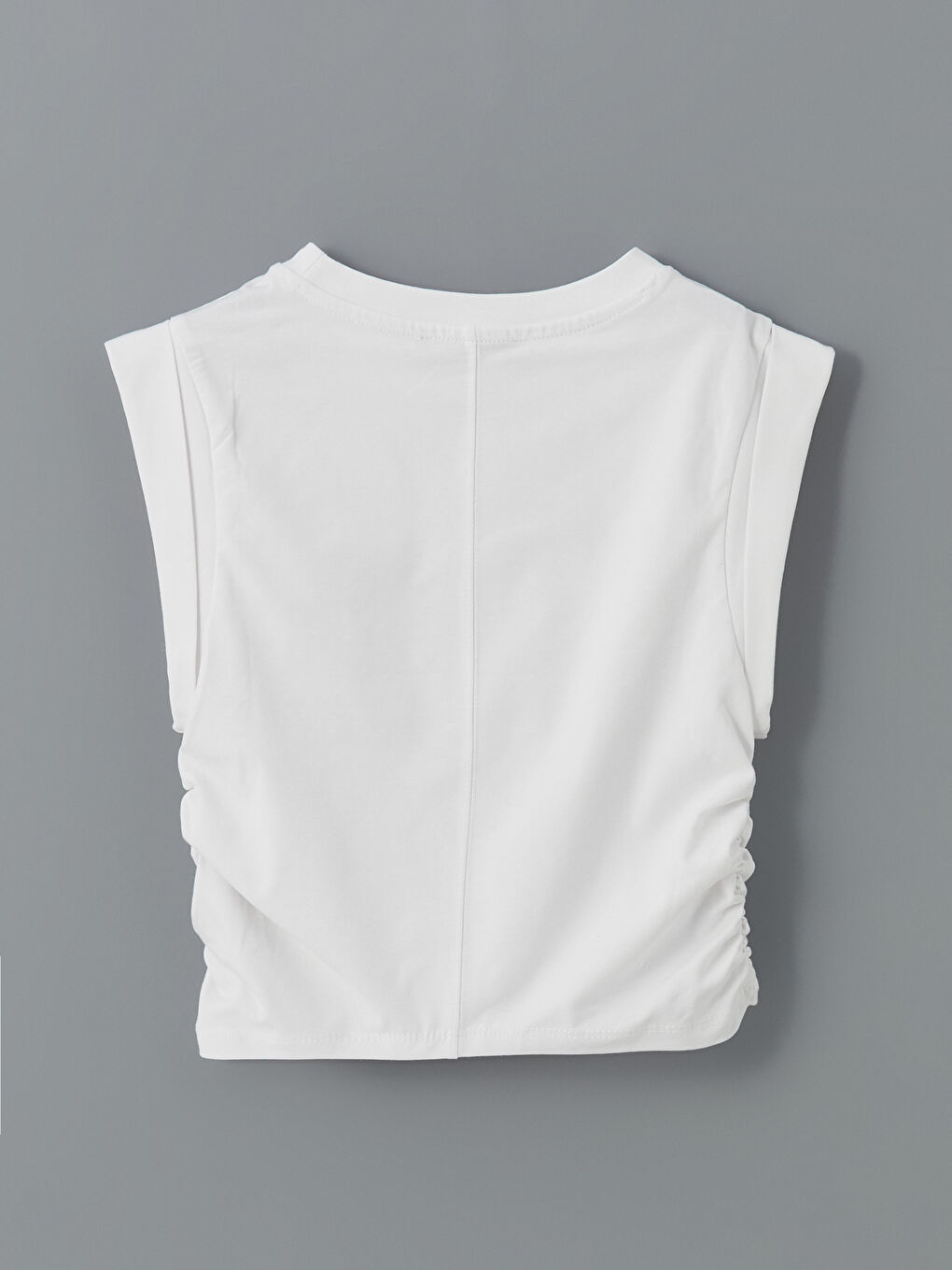 Crew Neck Ruched Women's Crop Top -S5DL02Z8-Q6K