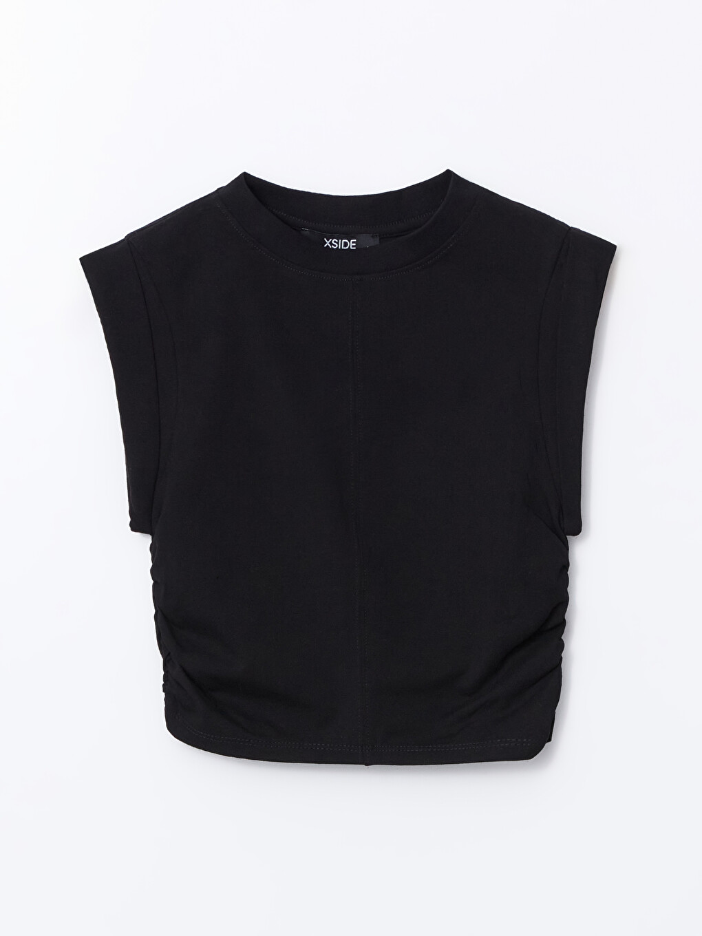 Crew Neck Ruched Crop-2