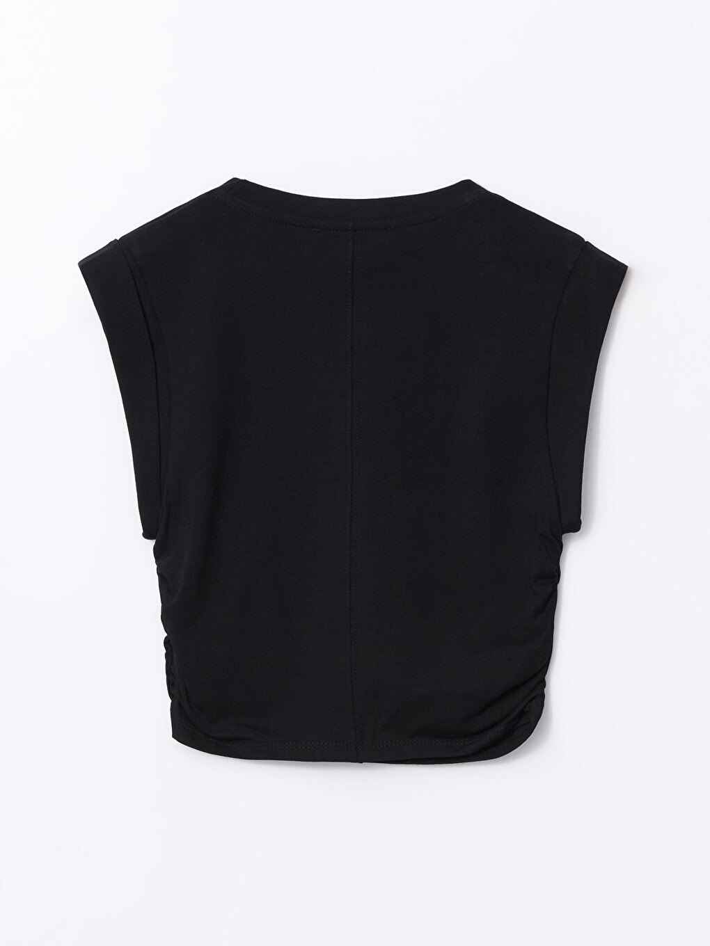 Crew Neck Ruched Crop-3