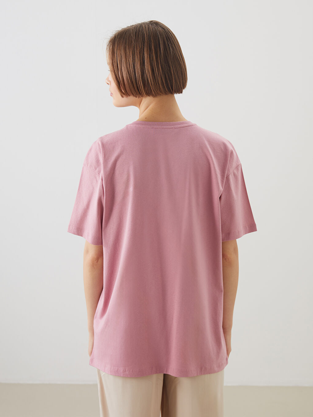 Crew Neck Printed Oversize Women's T-Shirt -S5DL03Z8-GEA