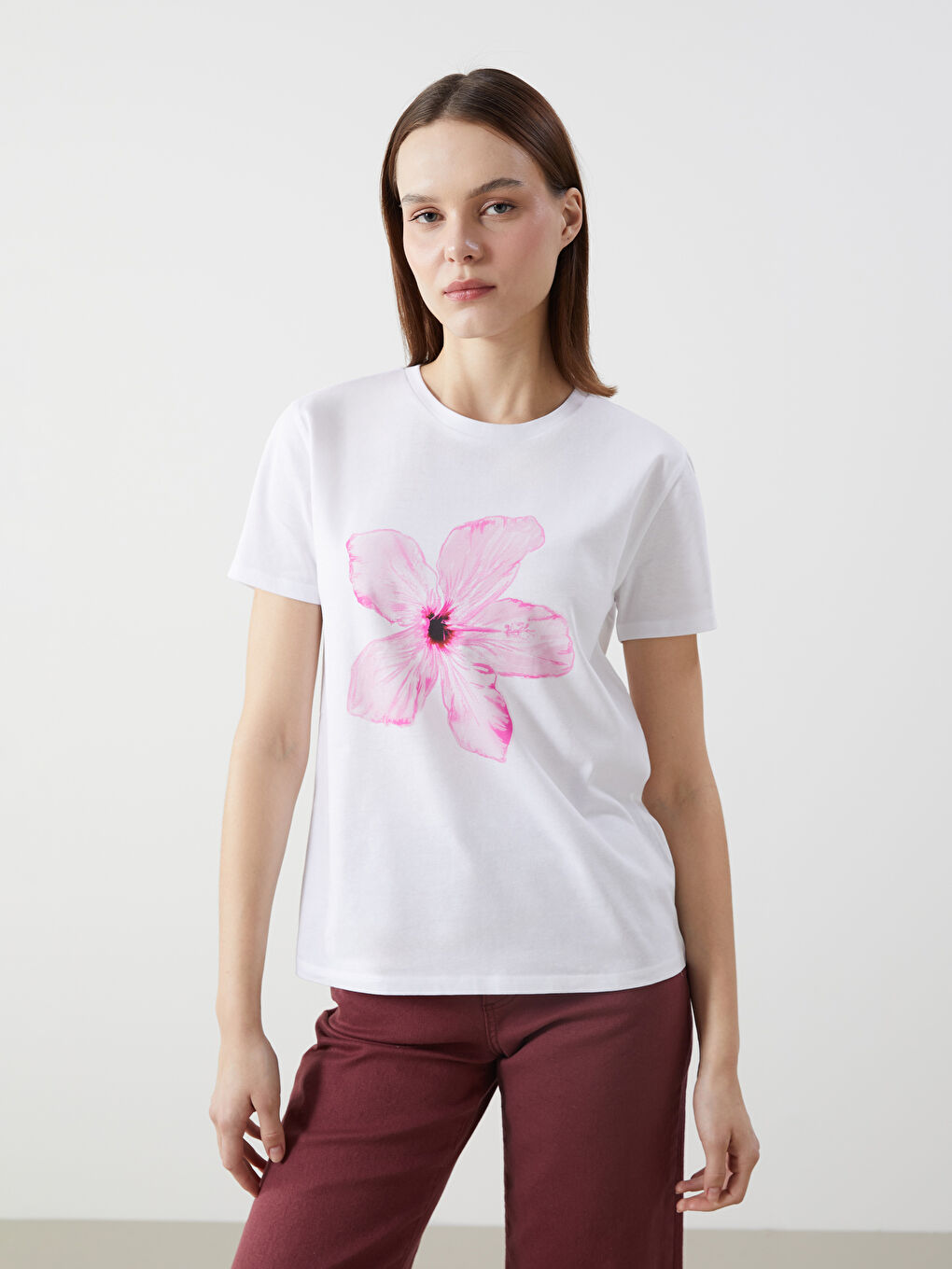 Crew Neck Floral Women's T-Shirt -S5DL17Z8-Q6K