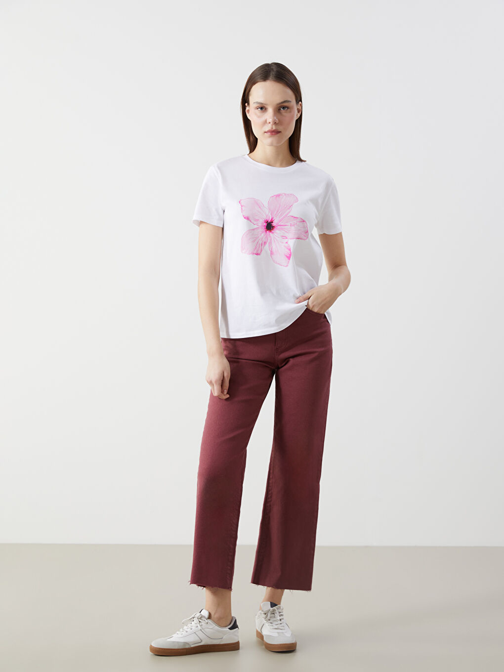 Crew Neck Floral Women's T-Shirt -S5DL17Z8-Q6K
