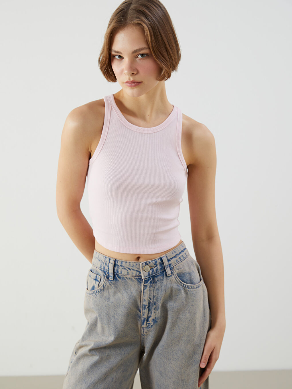 Crew Neck Crop Women's Tank Top -S5DL32Z8-DUQ