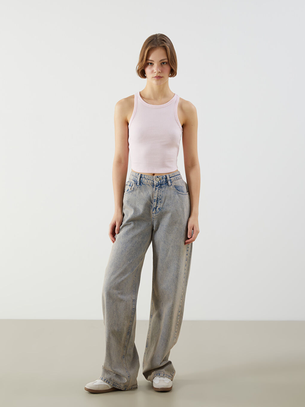 Crew Neck Crop Women's Tank Top -S5DL32Z8-DUQ