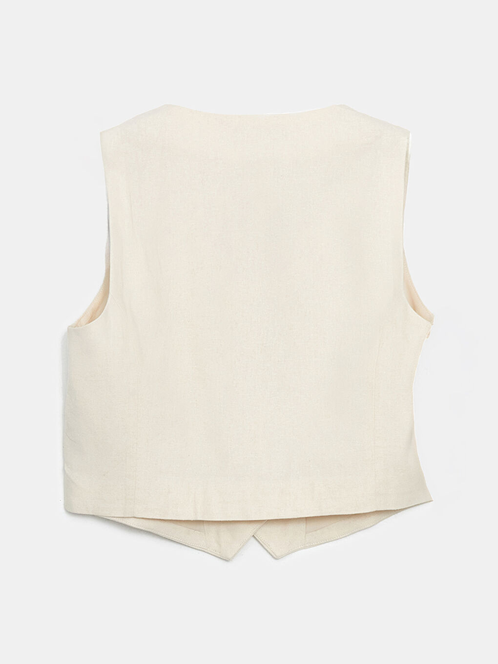 V Neck Buttoned Women's Linen Blend Waistcoat -S5DL54Z8-VHM
