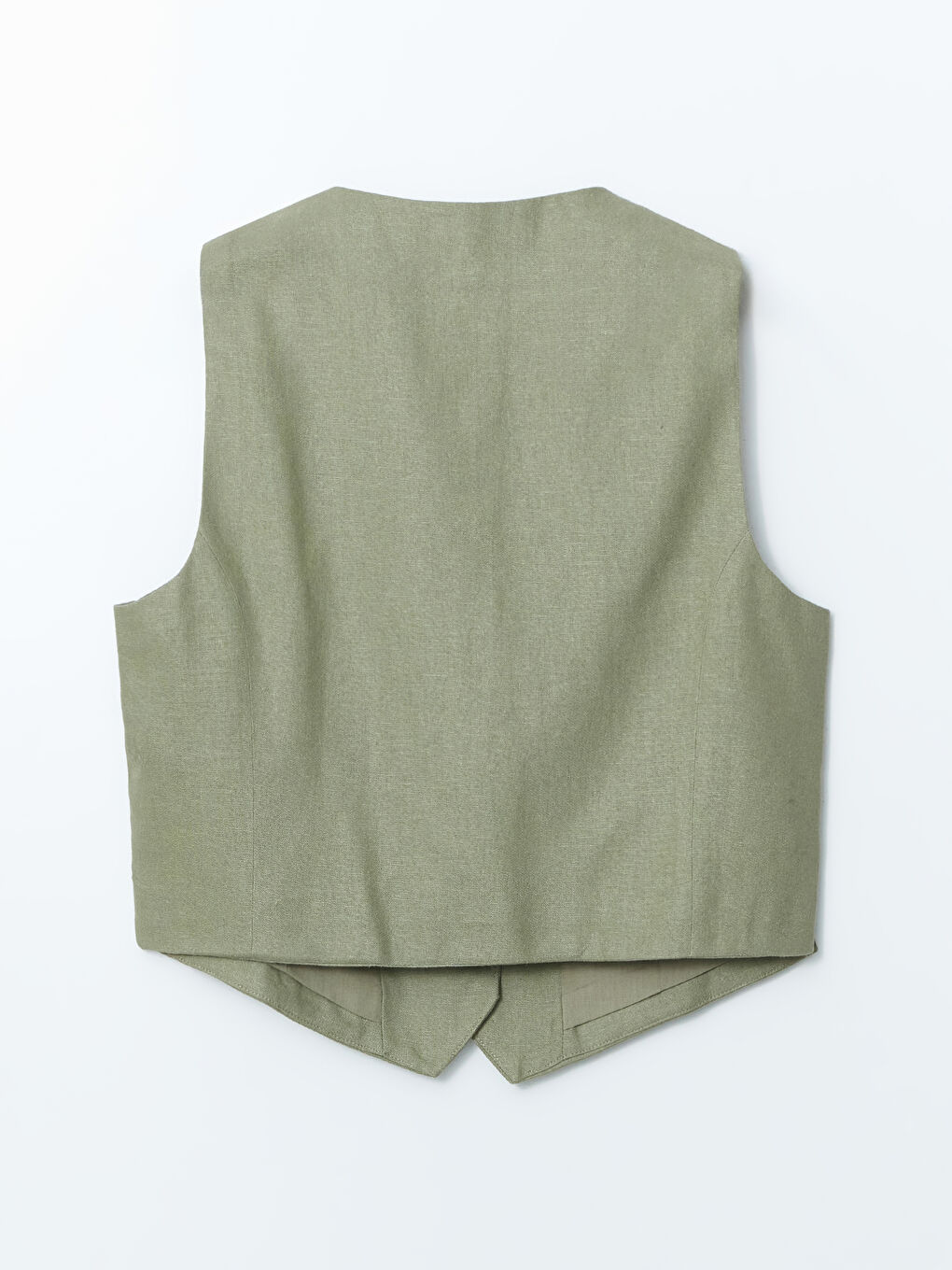 V Neck Buttoned Women's Linen Blend Waistcoat -S5DL54Z8-CZE