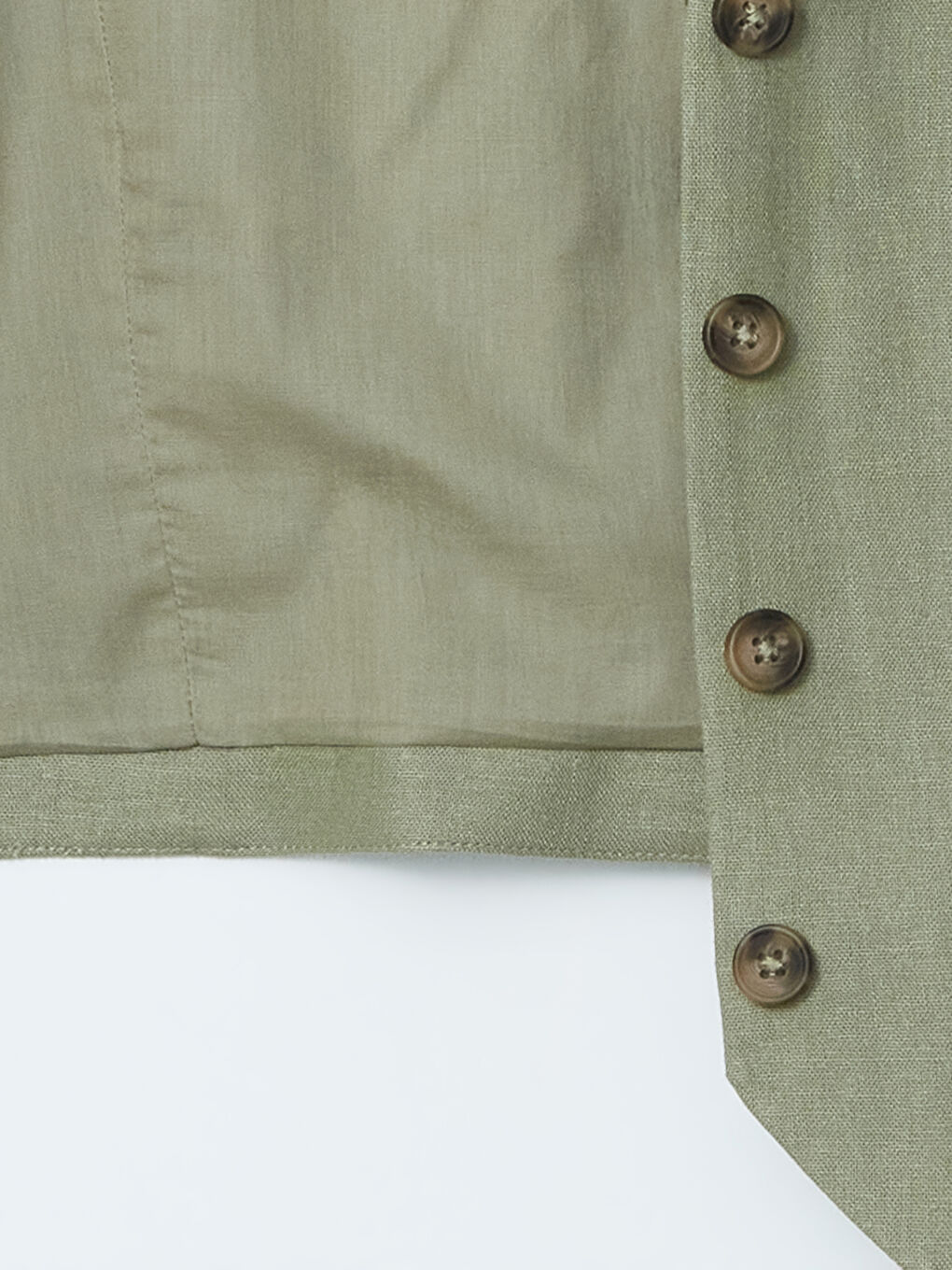 V Neck Buttoned Women's Linen Blend Waistcoat -S5DL54Z8-CZE