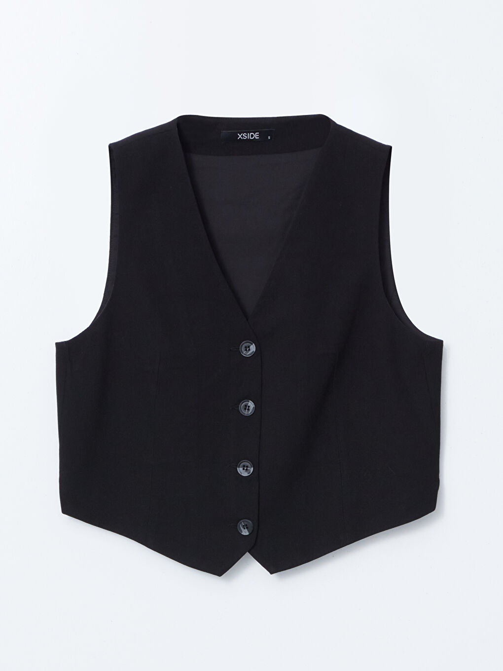 V Neck Buttoned Women's Linen Blend Waistcoat -S5DL54Z8-CVL