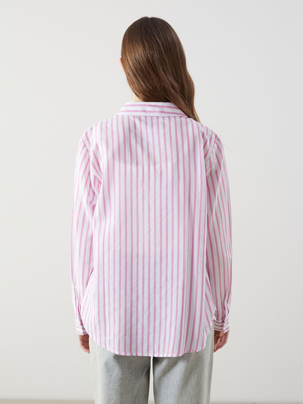 Loose Fit Striped Poplin Women's Shirt -S5DL58Z8-LHK