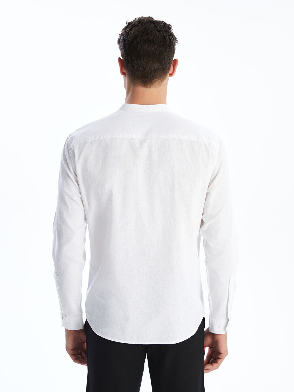 Regular Fit Long Sleeve Linen Blend Men's Shirt -S5DL95Z8-Q6K