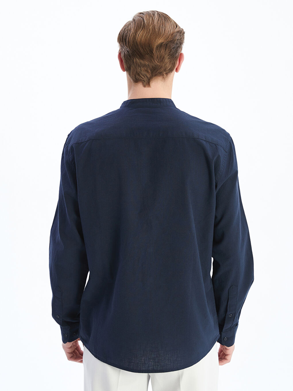 Regular Fit Long Sleeve Linen Blend Men's Shirt -S5DL95Z8-RFH