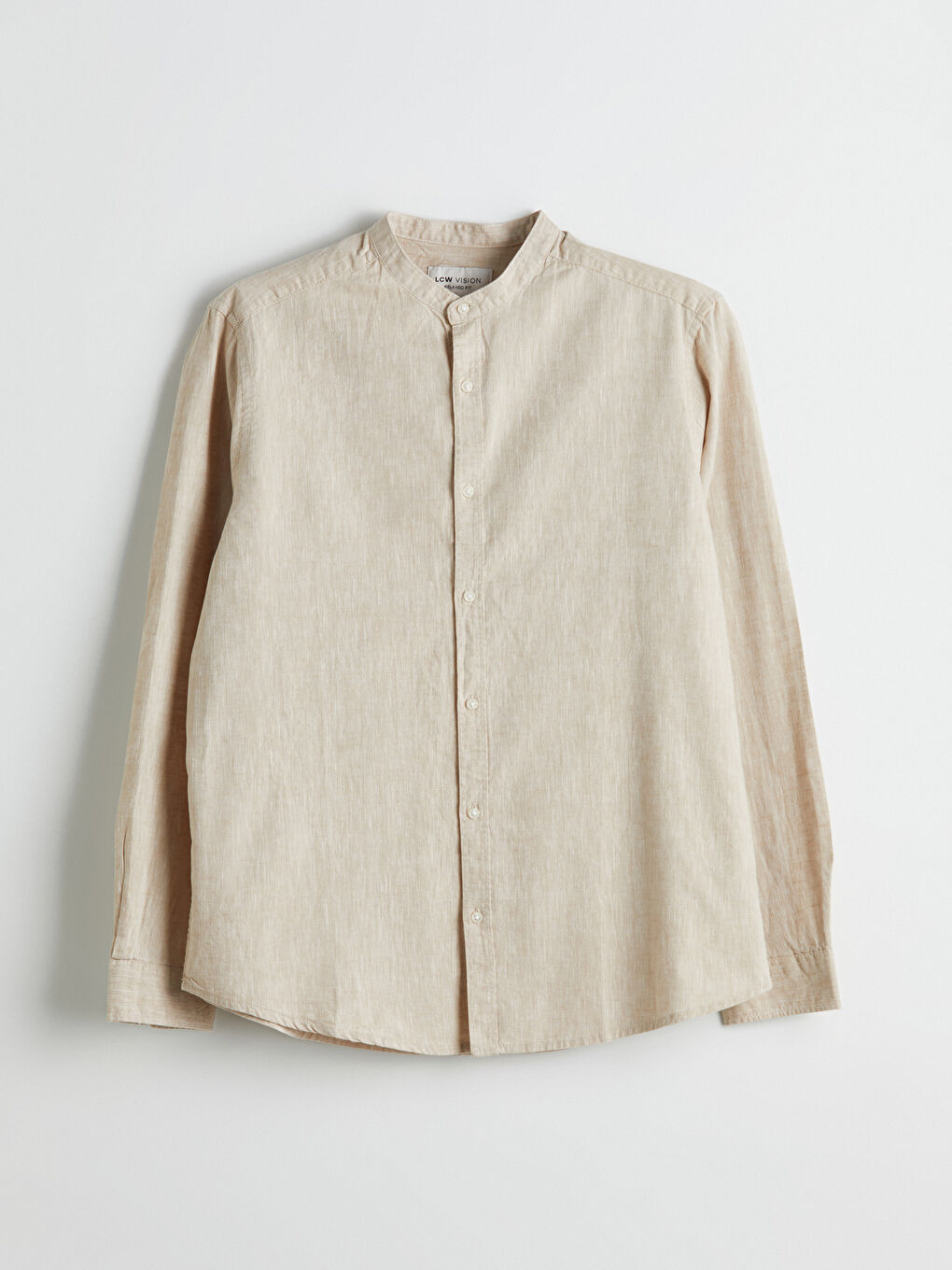 Regular Fit Long Sleeve Linen Blend Men's Shirt -S5DL95Z8-V41