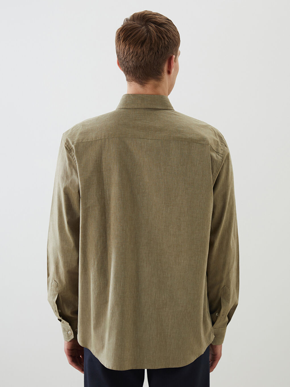 Regular Fit Long Sleeve Linen Blend Men's Shirt -S5DL95Z8-DYG