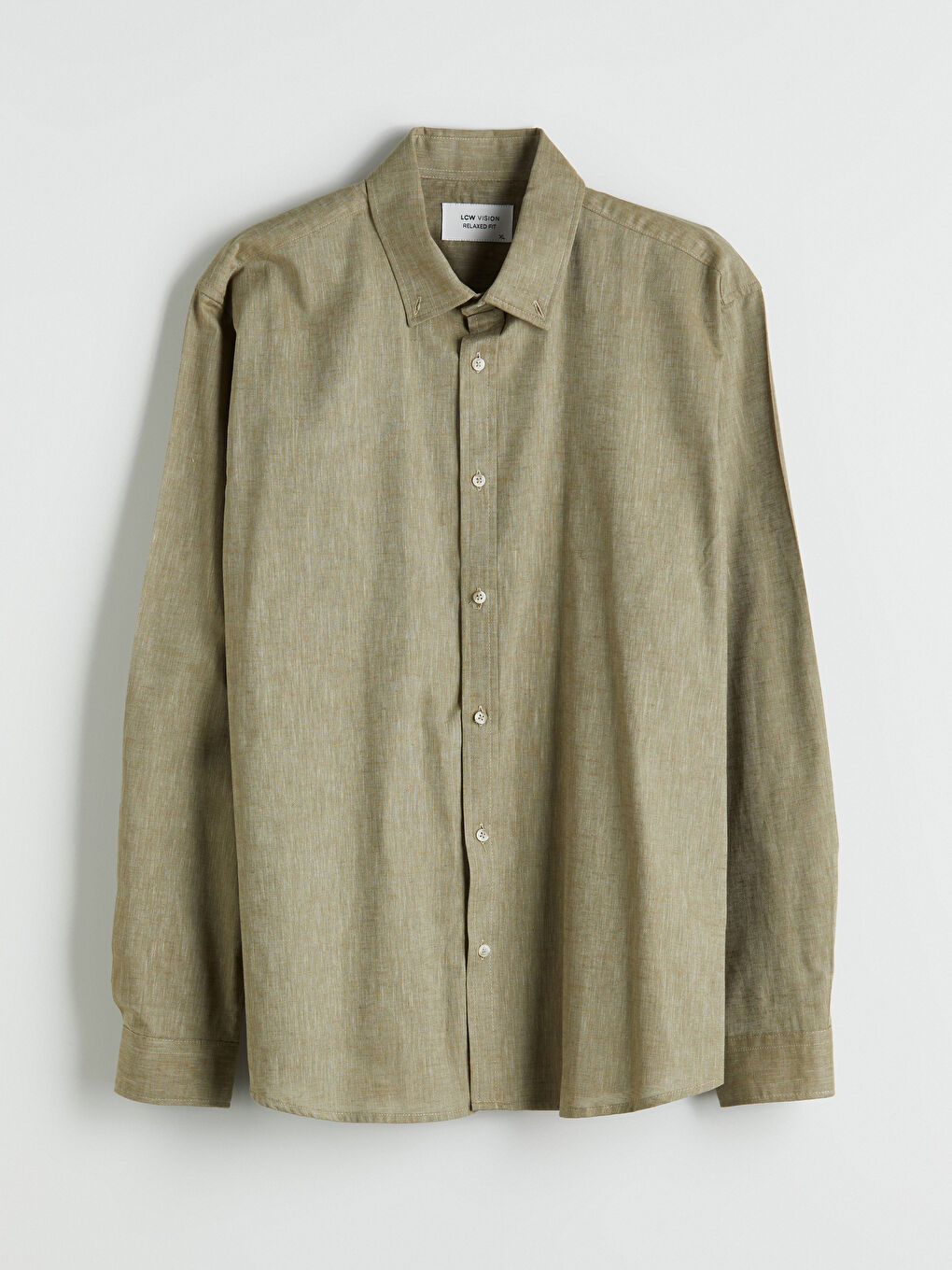 Regular Fit Long Sleeve Linen Blend Men's Shirt -S5DL95Z8-DYG