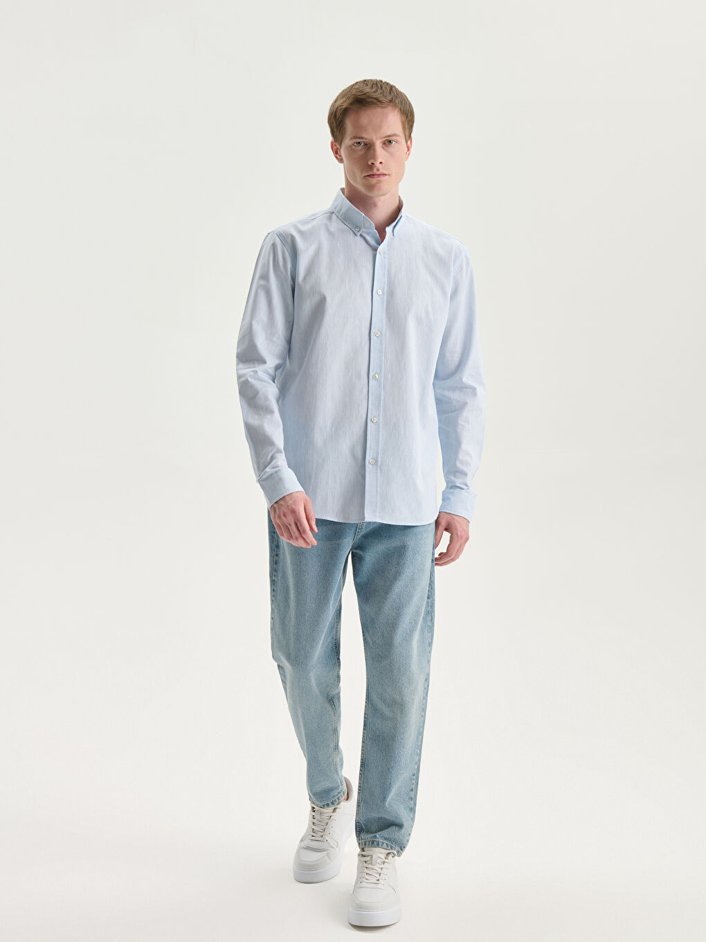 LCW Vision Regular Fit Long Sleeve Linen Blend Men's Shirt -S5DL95Z8-FVV