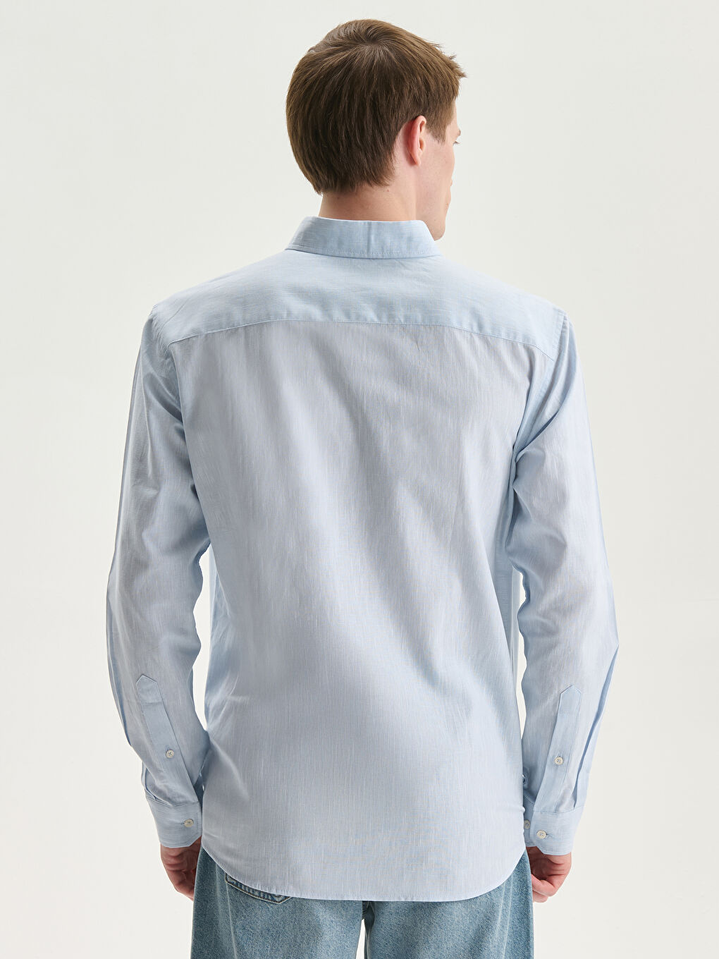LCW Vision Regular Fit Long Sleeve Linen Blend Men's Shirt -S5DL95Z8-FVV