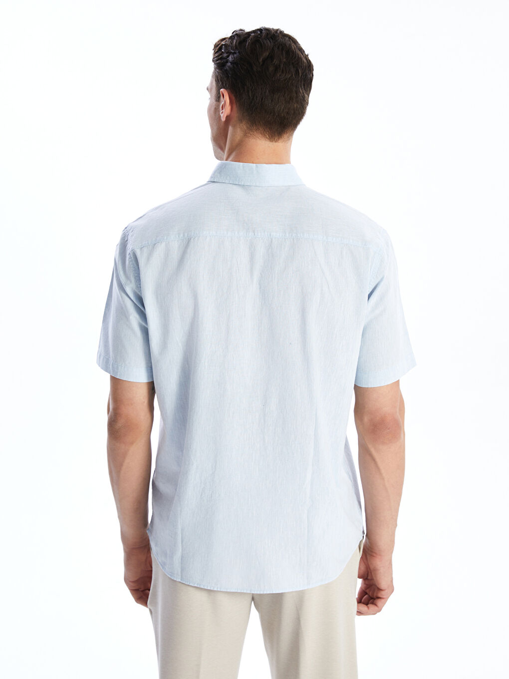 Regular Fit Short Sleeve Linen Blend Men's Shirt -S5DL96Z8-FGS