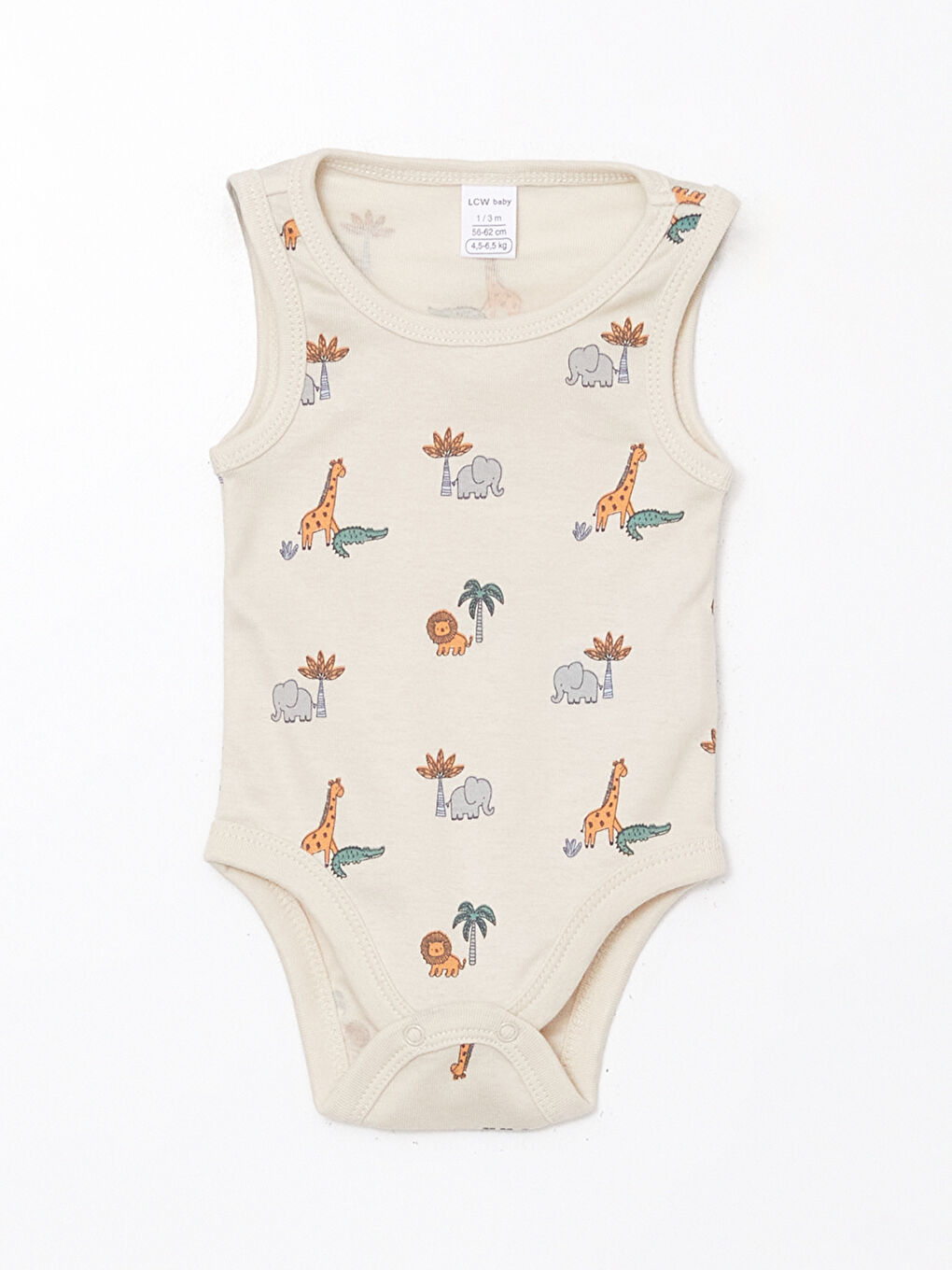 Bej Baskılı Erkek Bebek Çıtçıtlı Bodysuit