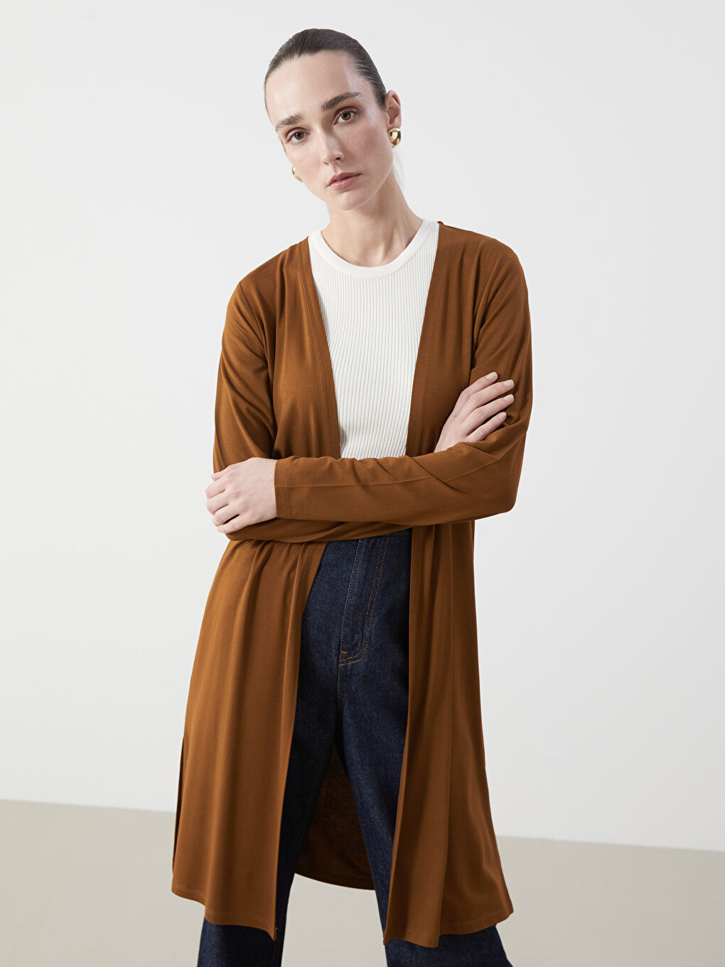 Plain Women's Jersey Cardigan -S5DM13Z8-HAX