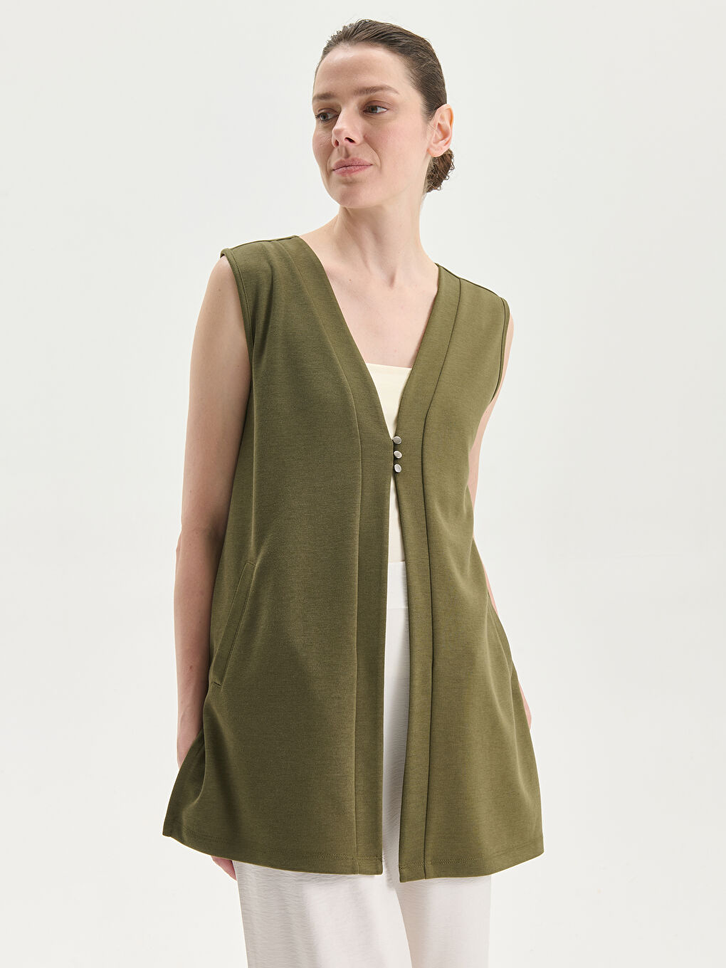 V-Neck Women's Waistcoat -S5DM16Z8-HDQ