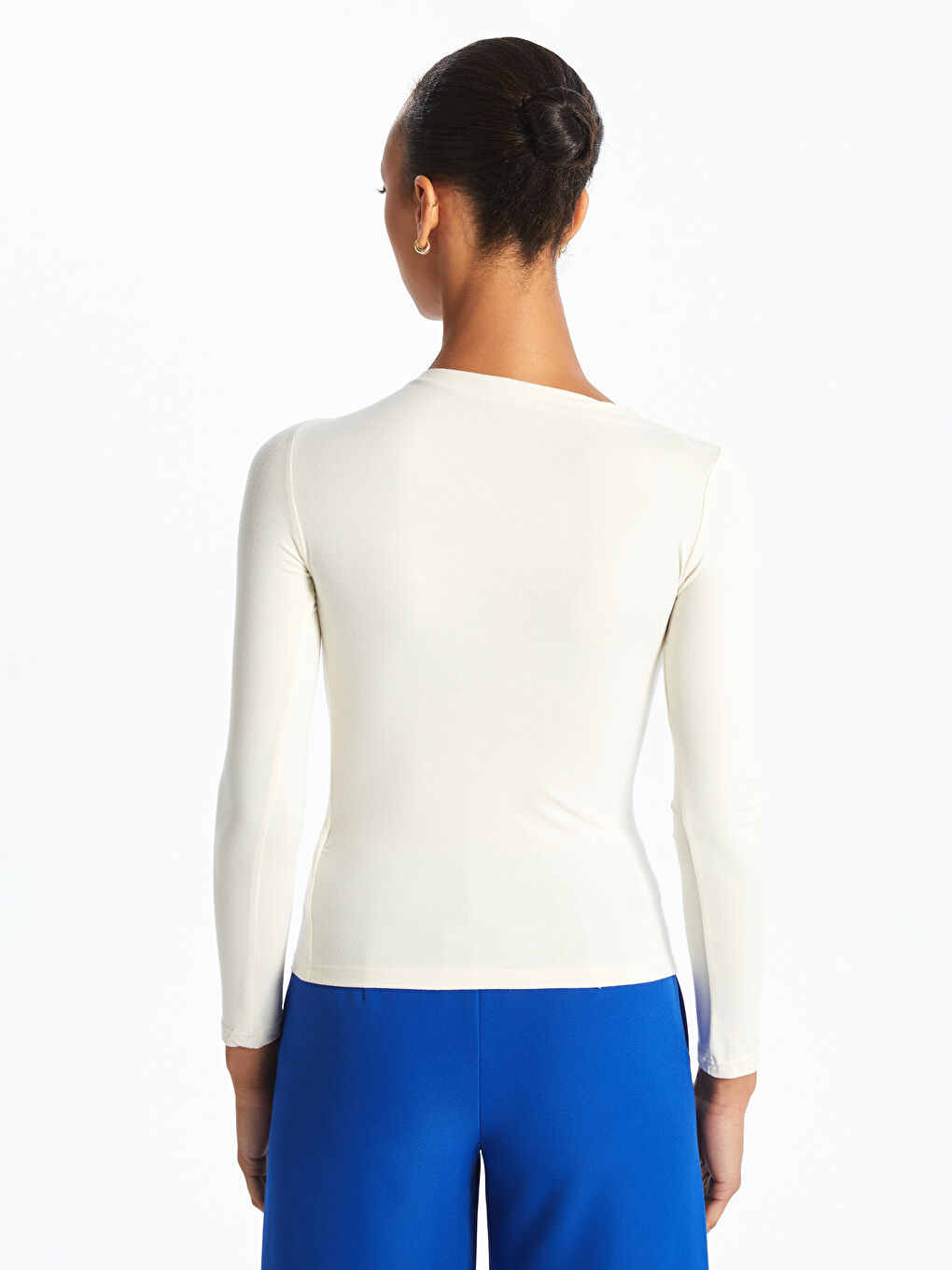 Blouse Froncée à Col Rond-3