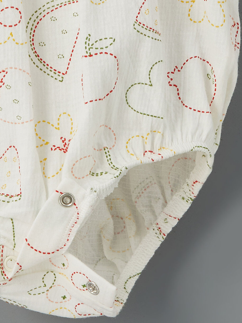 Crew Neck Patterned Baby Girl Bodysuit with snap fastener -S5DM48Z1-LRA