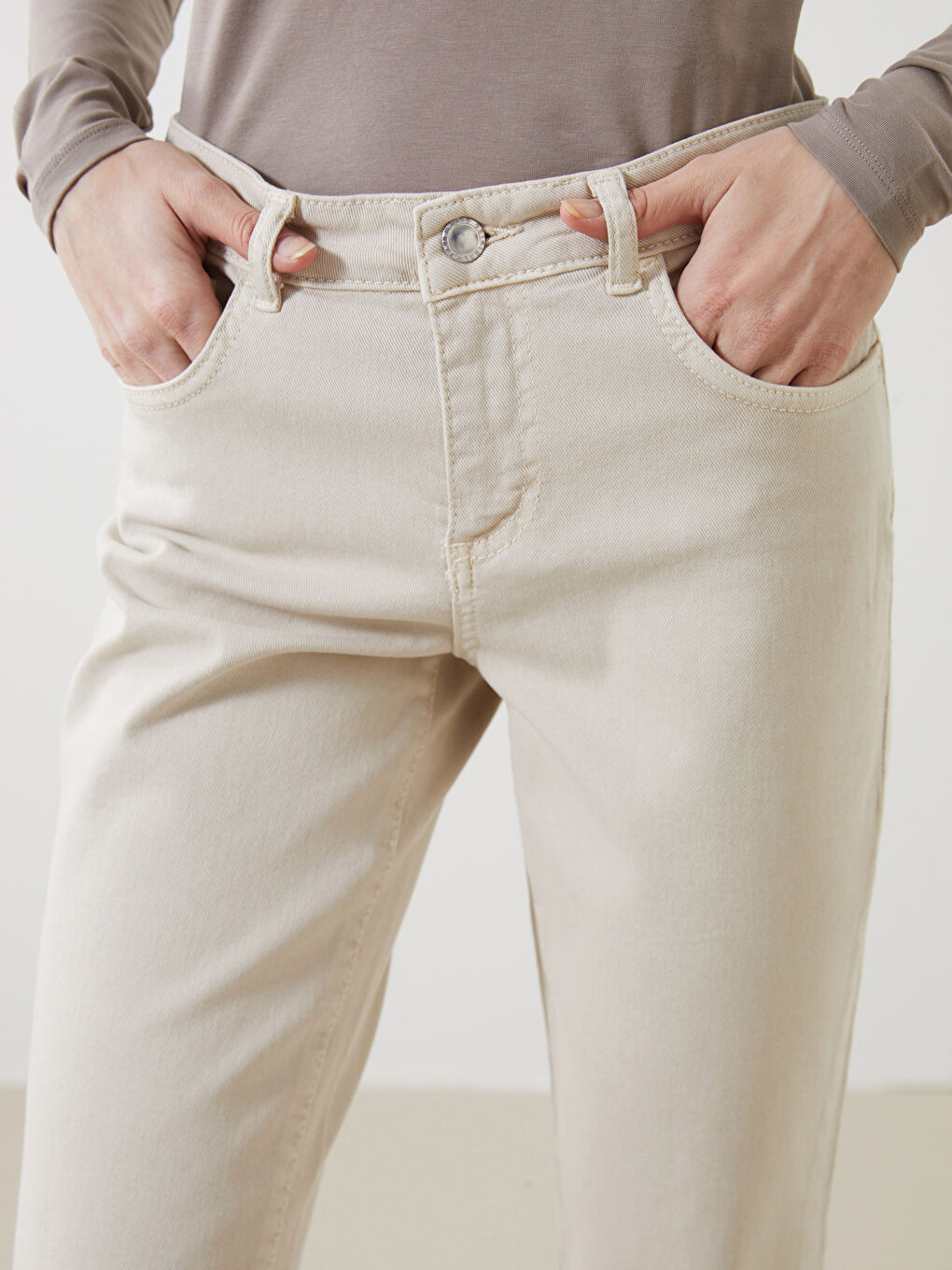 LCW Jeans Bej Slim Fit Kadın Jean Pantolon - 2
