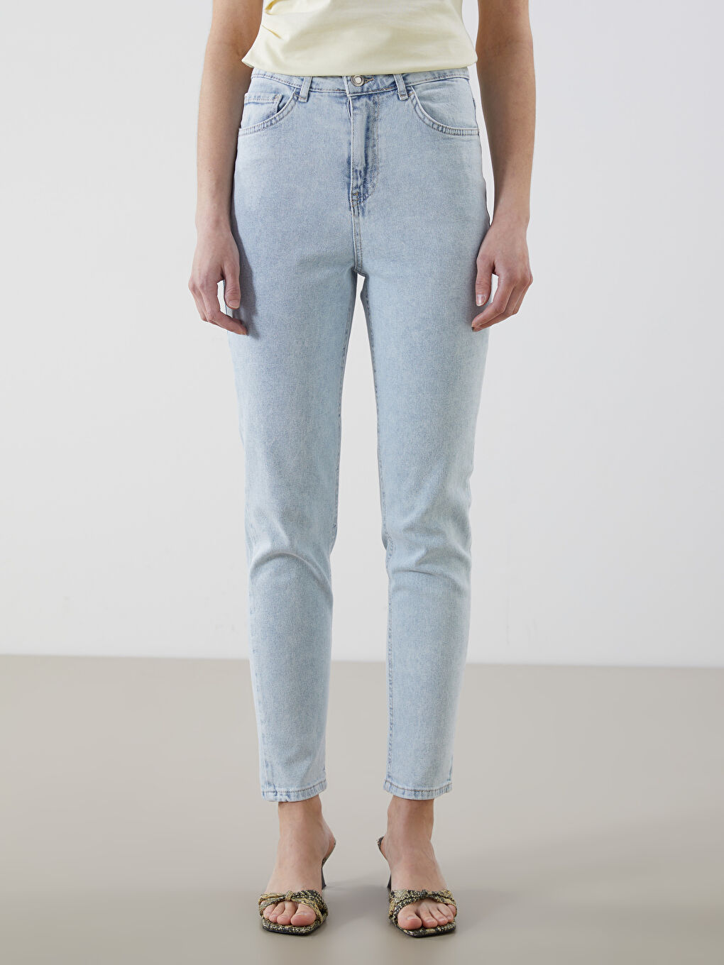 İndigo Slim Mom Kadın Jean Pantolon-1