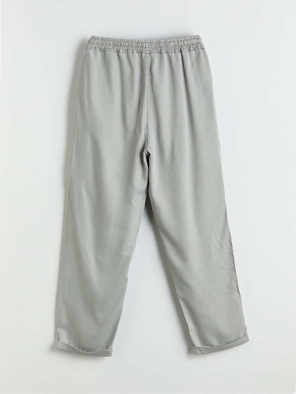 Gri Beli Lastikli Paperbag Kadın Jean Pantolon-5