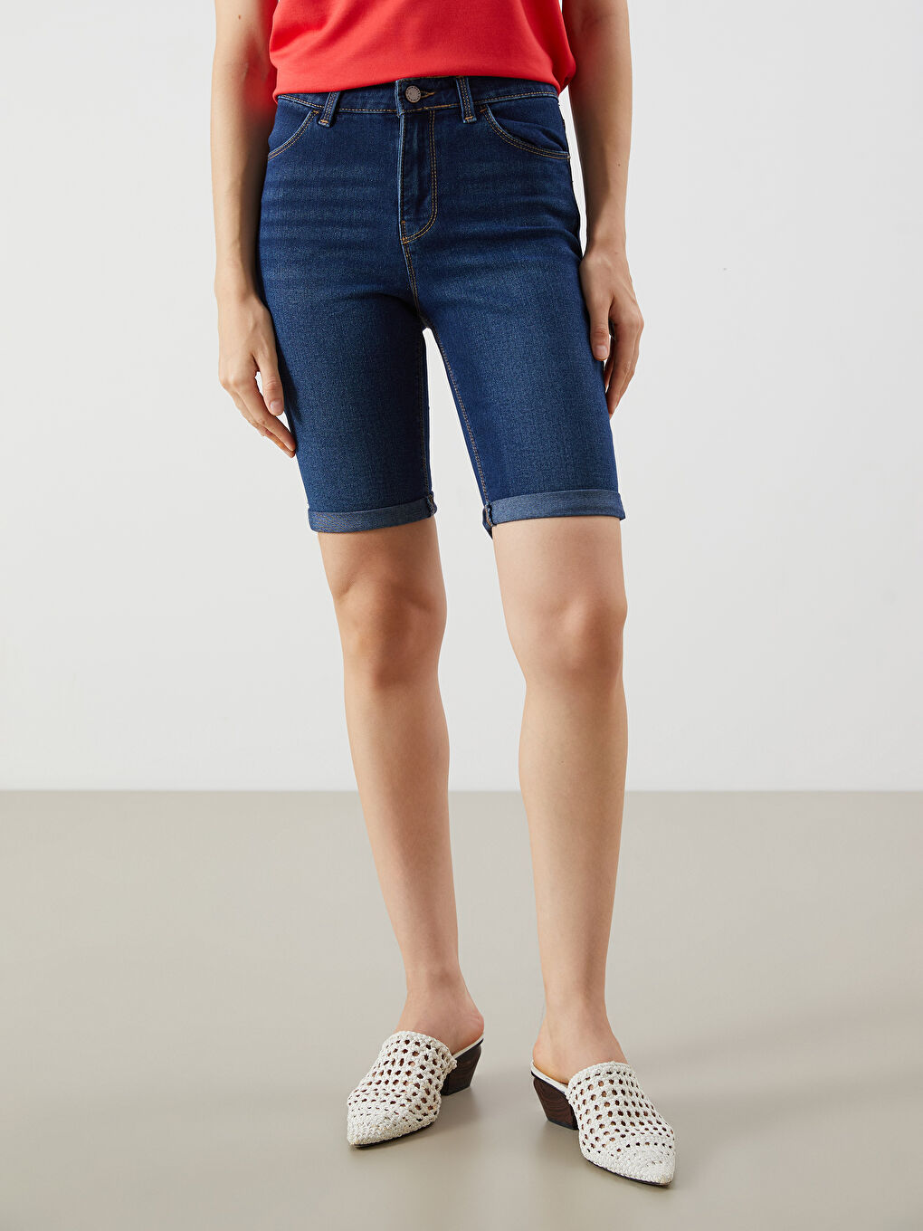 LCW Jeans Slim Fit Women's Denim Shorts -S5DN09Z8-309
