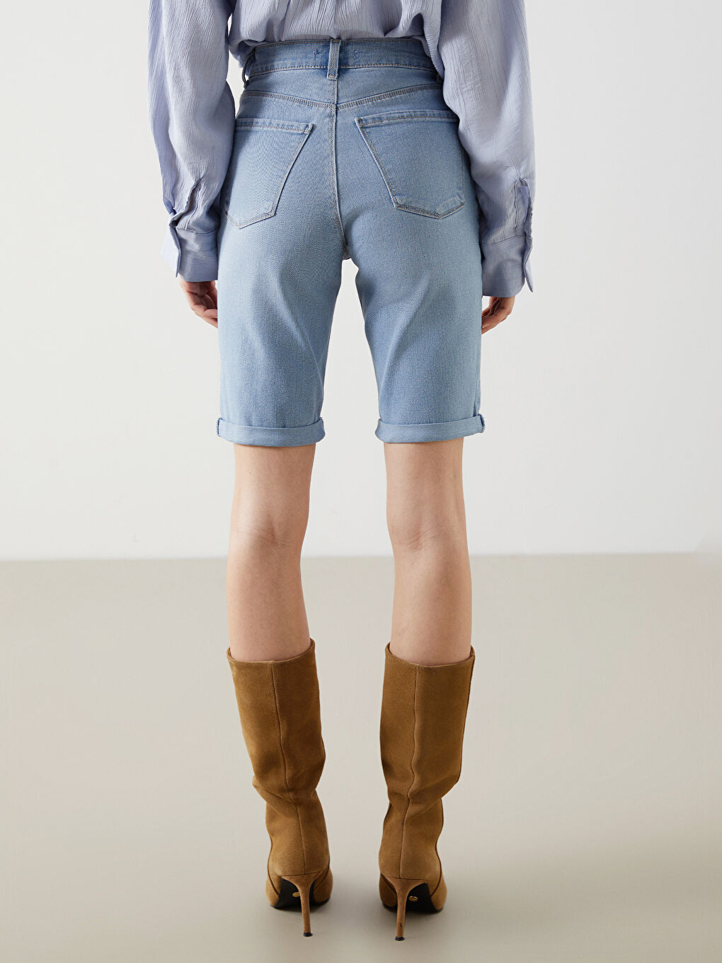 LCW Jeans Indigo Dar Fit Kadın Jean Şort - 3