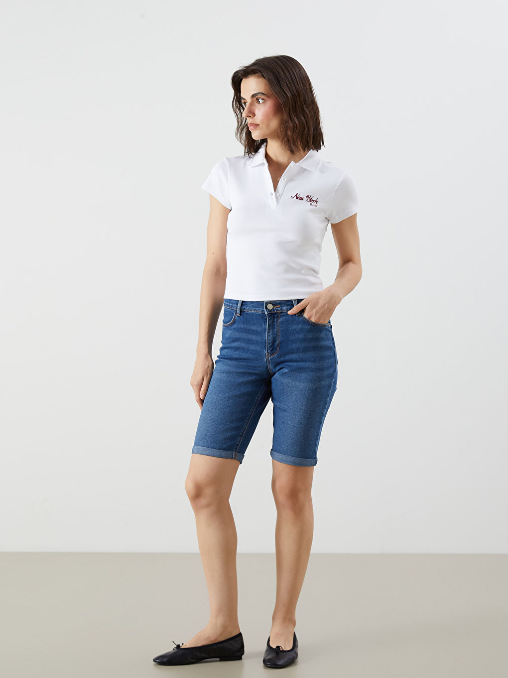 LCW Jeans Slim Fit Women's Denim Shorts -S5DN09Z8-507