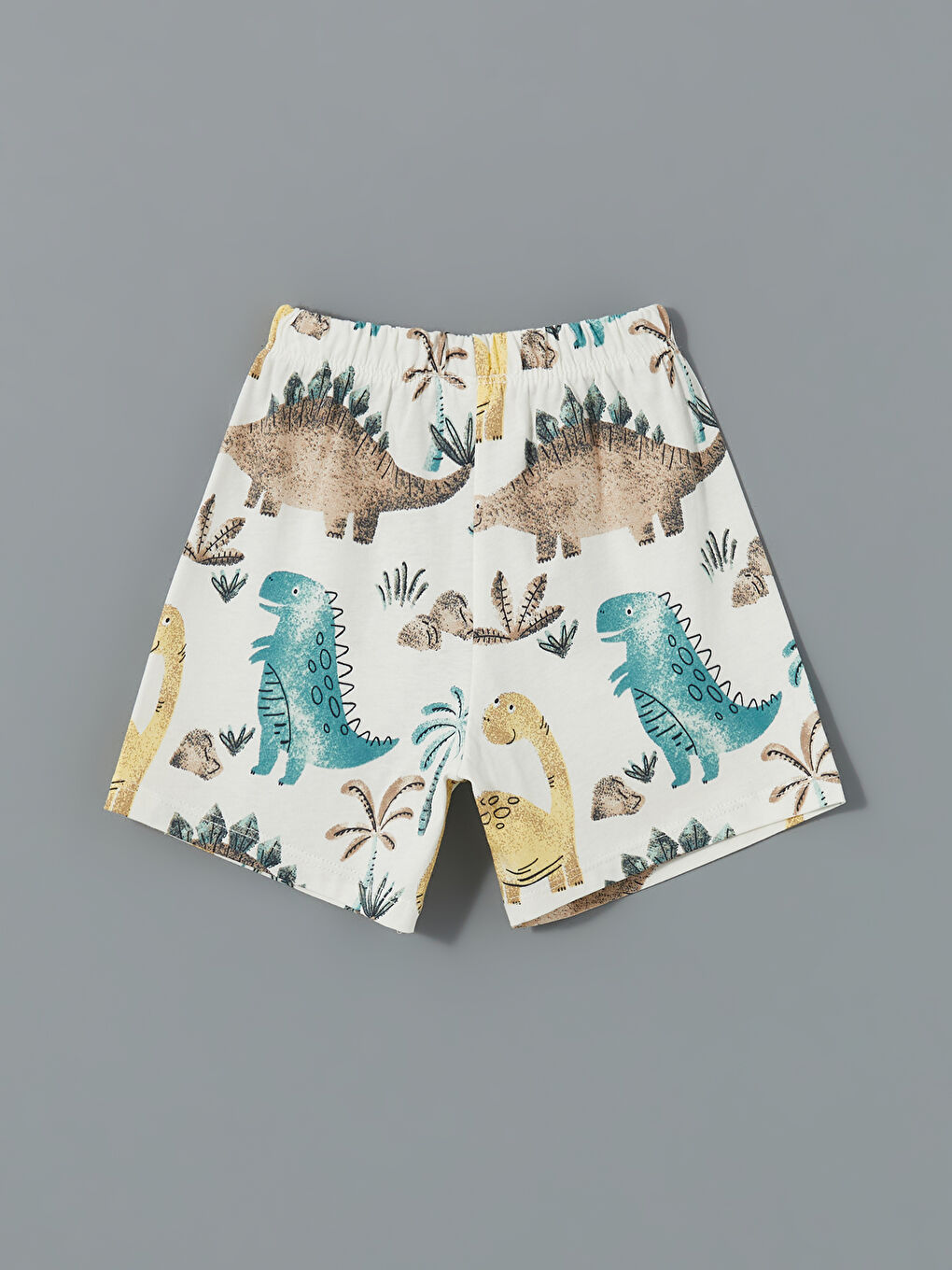 Ekru Dinozor Baskılı Erkek Bebek Pijama Alt-1