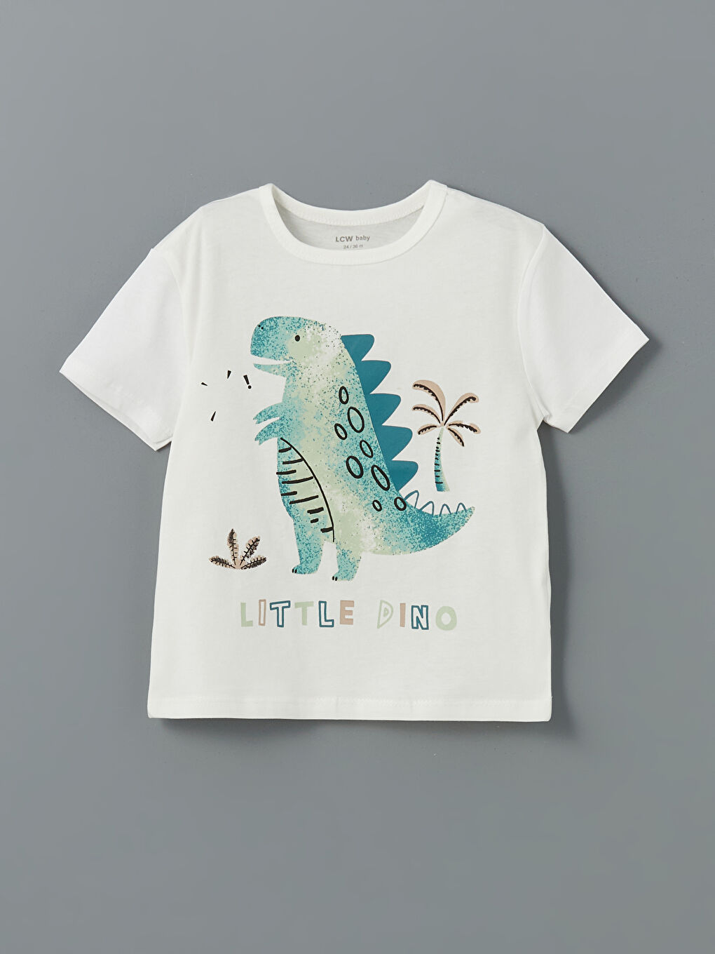 Ekru Dinozor Baskılı Erkek Bebek Pijama Üst