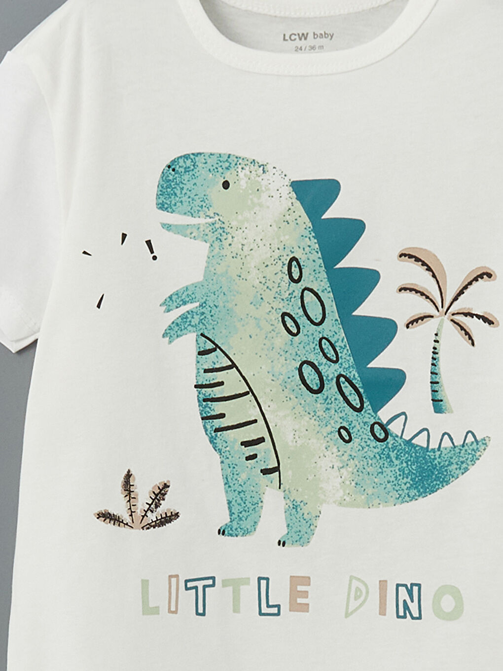 Ekru Dinozor Baskılı Erkek Bebek Pijama Üst-2