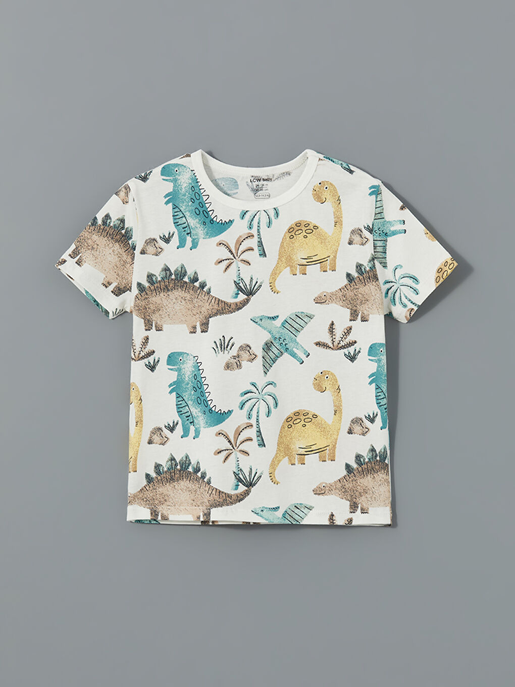 Ekru Dinozor Baskılı Erkek Bebek Pijama Üst