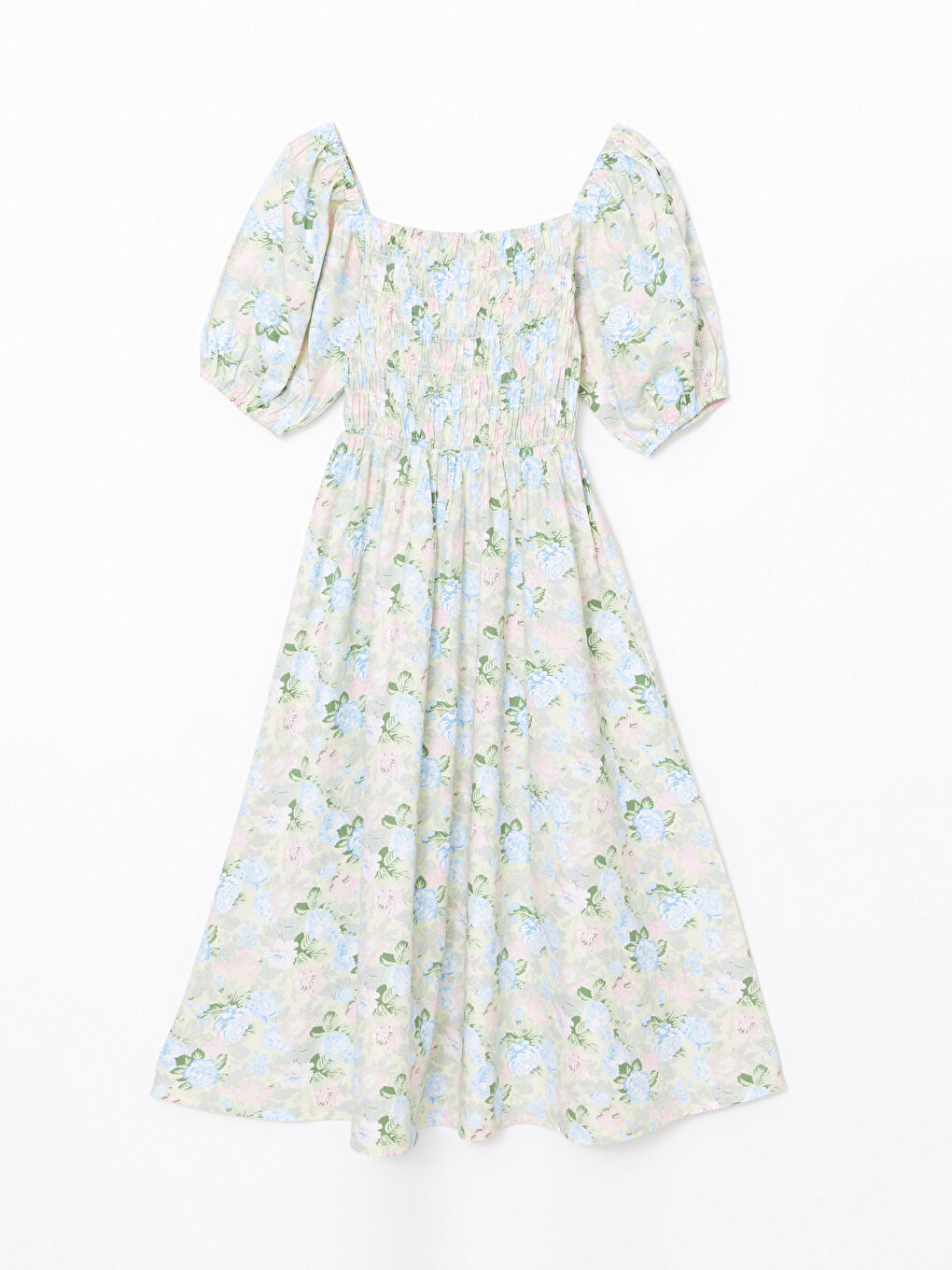 Square Collar Floral Poplin Women's Dress -S5DN51Z8-LRF