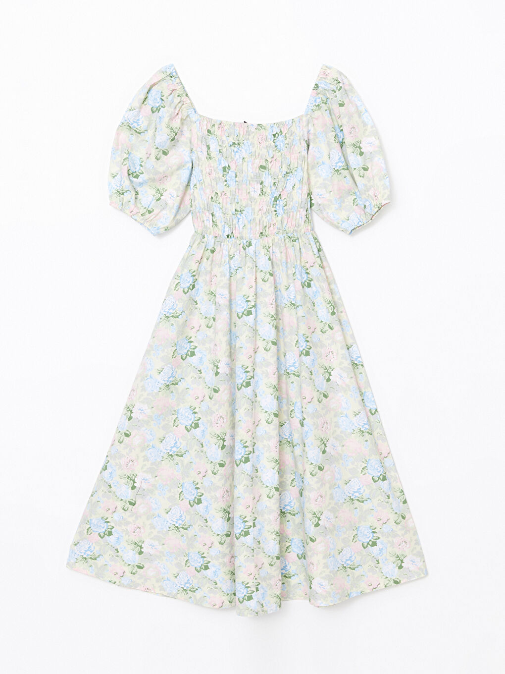 Square Collar Floral Poplin Women's Dress -S5DN51Z8-LRF